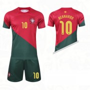 Portugal Barn Landslagsdrakter VM 2022 Bernardo Silva 10 Hjemmedrakt..